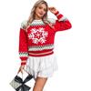 Europe, America, Autumn and Winter New Christmas Snowflake Fair Island Jacquard Sweater Loose Round Neck Long Sleeve Knitted Sweater