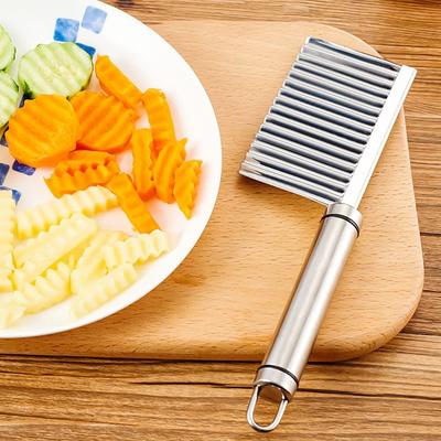 Potato Cutter Chips French Fry Cutter Stainless Steel Kitchen Gadget Wave Knife Serrated Blade Vegetable Fruit Cutting Knives