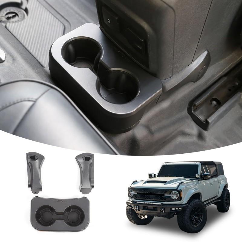 Dual Cup Holder Expander Rear For Ford Bronco -2024 2/4 Door Upgrade Floor Console Storage Organizer Accessories