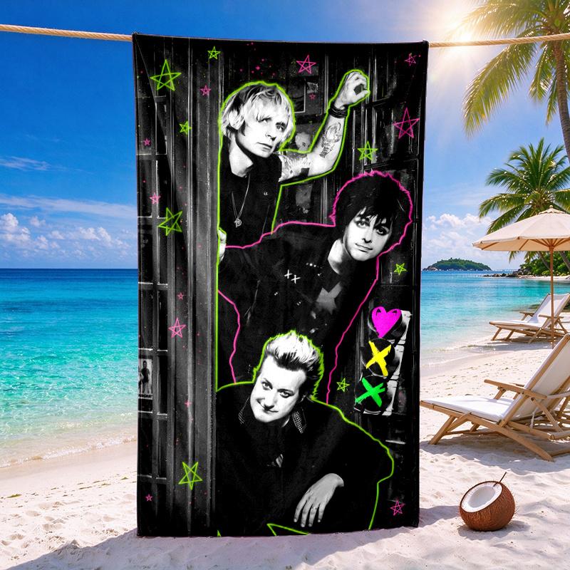 Green Day Quick-drying Soft and Absorbent Beach Towel—perfect for Beach Trips Swimming Outdoor Camping and Travel an Essential Beach Item