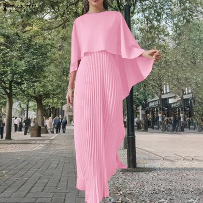 Robe longue plissée décontractée à manches longues en deux pièces pour femmes