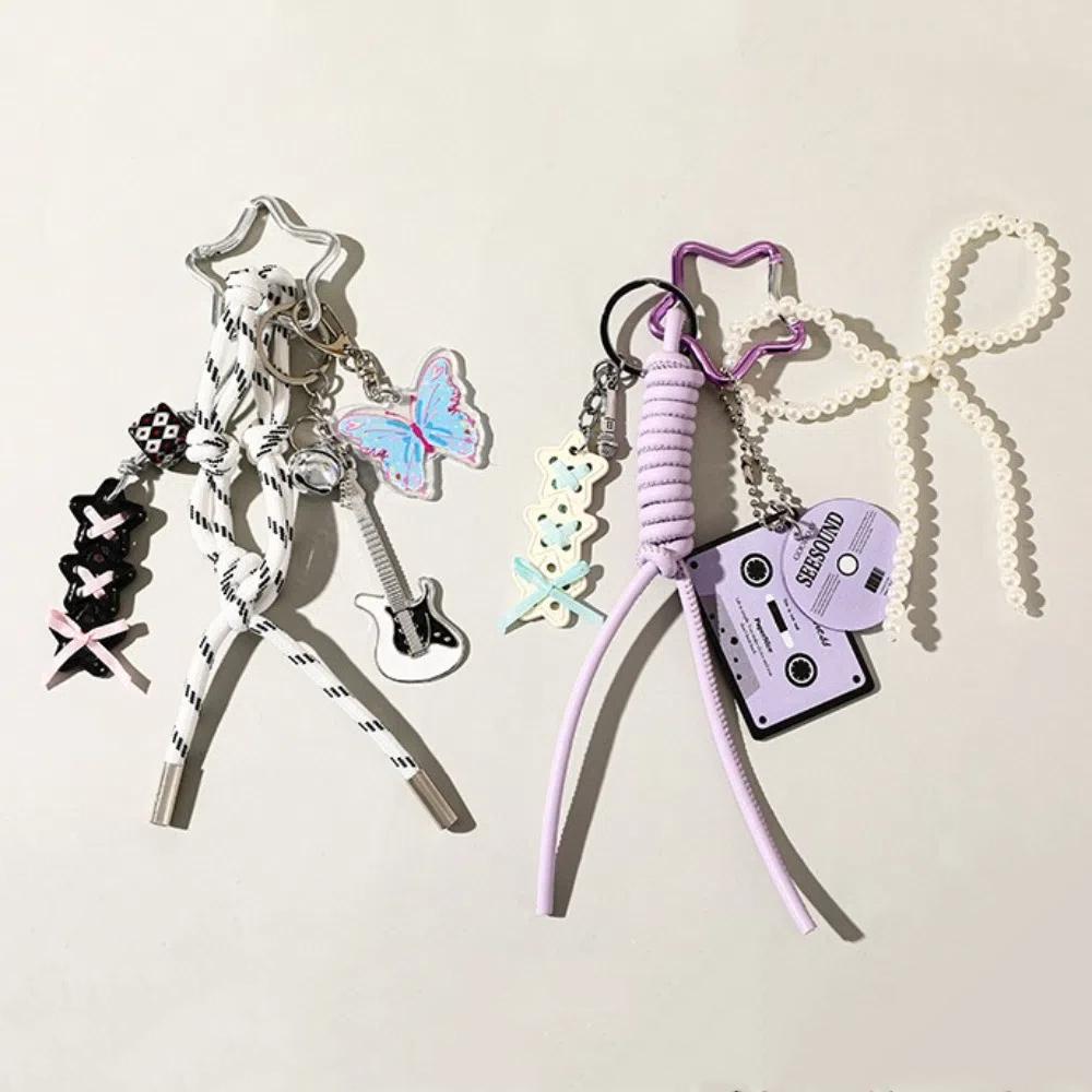 Music Guitar Shape Korean Ins Keychain Bag Hanging Spice Girls Keyring  Student