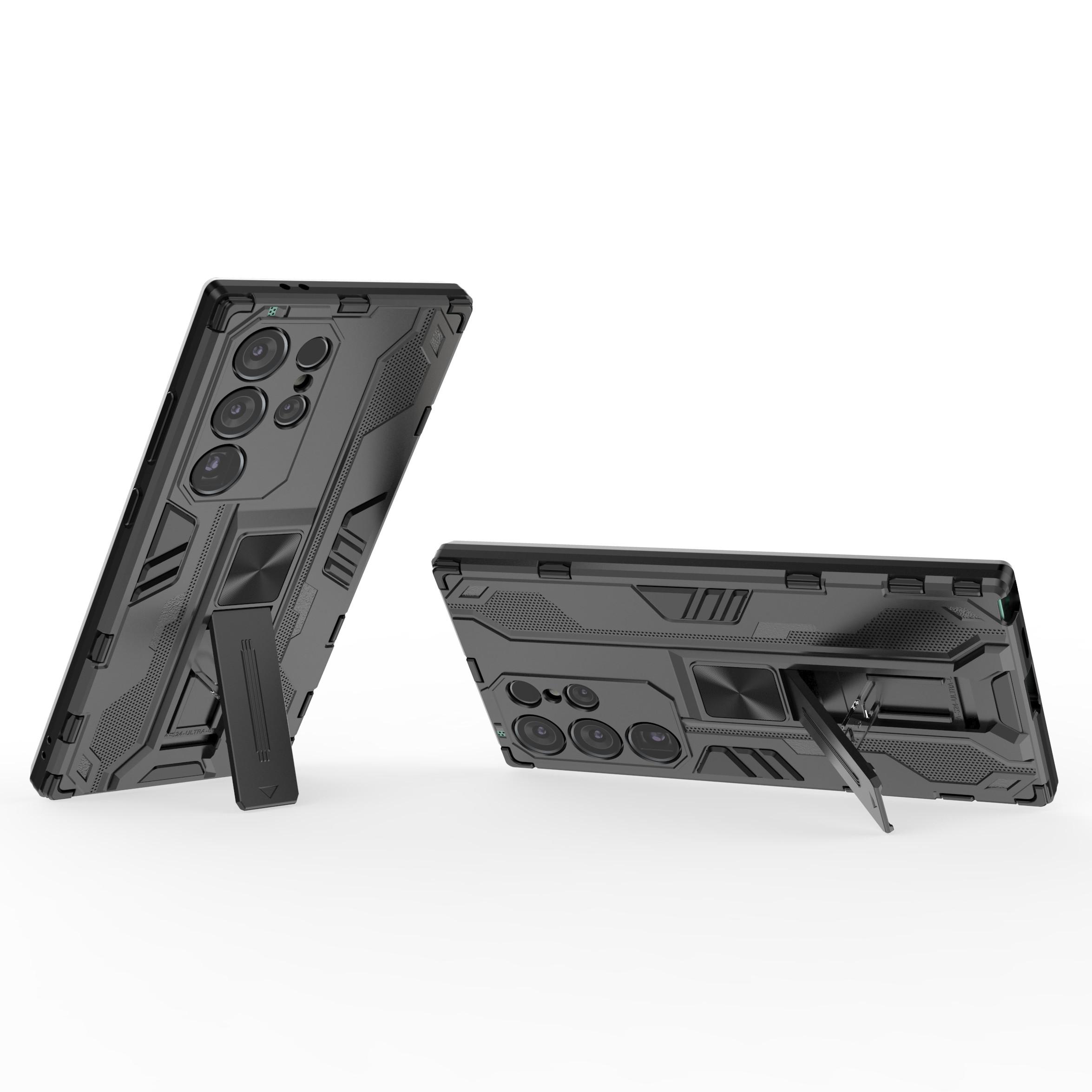 

For Samsung Galaxy S24 Ultra Case Anti-Scratch PC+TPU Kickstand Cover Silver