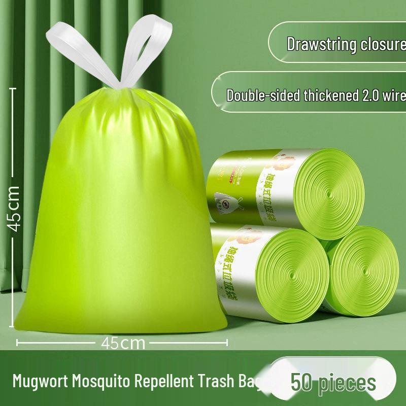 

Mugwort Thickened Drawstring Garbage Bags - Handheld, Disposable, No Mess for Household Kitchens Material: Thickened, Anti-Scalding, Heat-Resistant