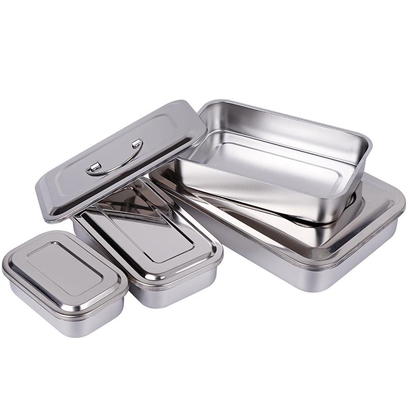 Stainless Steel Dental Instruments Tray With Lid Surgical Tool Medical Disinfection Sterilization Container New