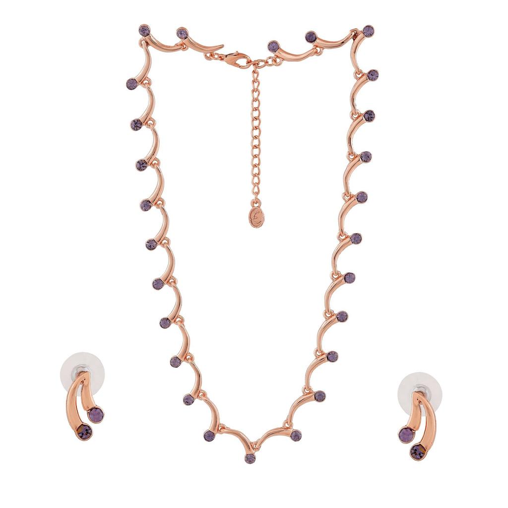 Estele Women's Necklace Set Rose Gold Plated with Austrian Crystals