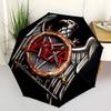 1pc Slayer Band Automatic Umbrella 8 Rib Portable Folding Black Iron Frame for Outdoor, Beach, Travel, Beach Umbrella 132