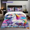Dreamy Rainbow Unicorn bedding, duvet cover, pillowcase, home decoration, birthday gift (1 * duvet cover+2 * pillowcase, coreless)