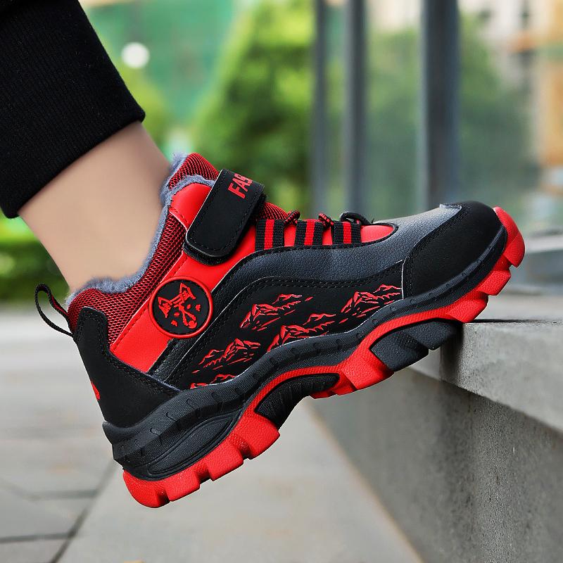 Winter Children's Snow Boots with Plush Anti Slip Wolf Claws Hiking Cotton Shoes