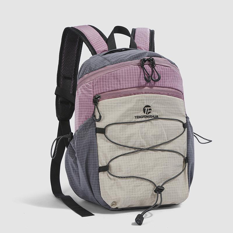 Schoolbag new lightweight contrasting backpack female college student leisure travel backpack outdoor sports nylon large-capacity schoolbag