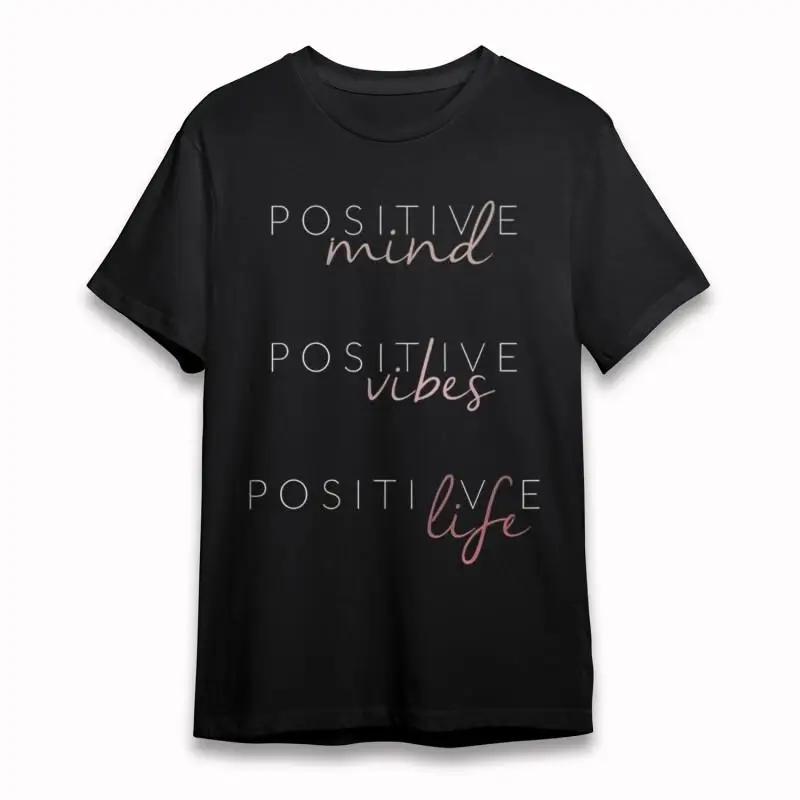Men'S Classic T Shirt Positive Mind Vibes Live Typography Shirtblackcotton