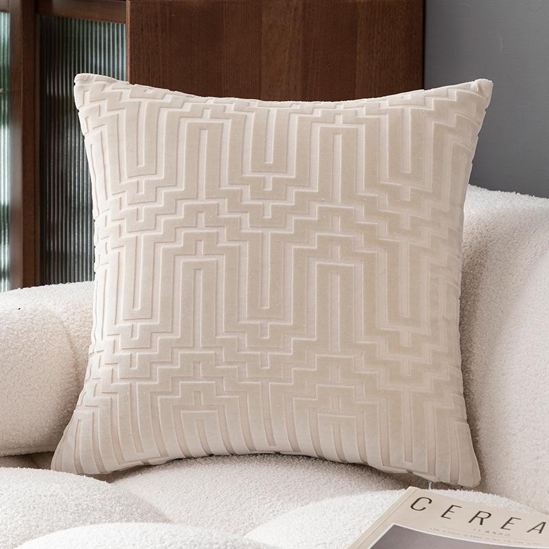 Luxuriöser Geometrischer Samt Kissenbezug 45x45cm, INS Stil Dekorative Kissenhülle für Sofa Bett Wohnzimmer Villa Dekor