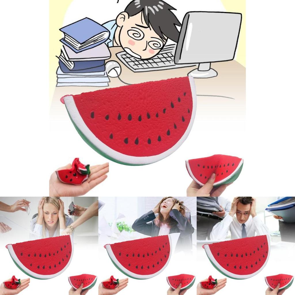 Adorable 14.5cm Children's Pu Stress Relief Toy Realistic Fruit Watermelon Slice