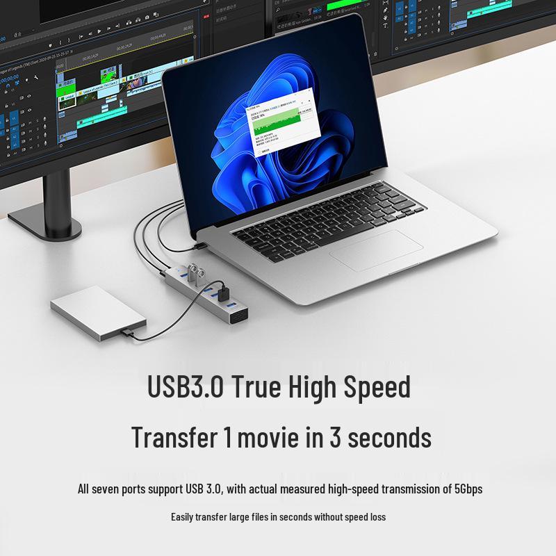 7-Port USB-C 3.1 Hub with Power – 7-in-1 USB 3.0 Expander
