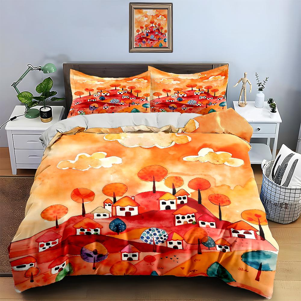Bright, Whimsical, Landscape. Bedding Duvet Cover Sets Duvet Covers Pillowcases Gifts (1 * Duvet Cover 2 * Pillowcases, Without Duvet Insert)