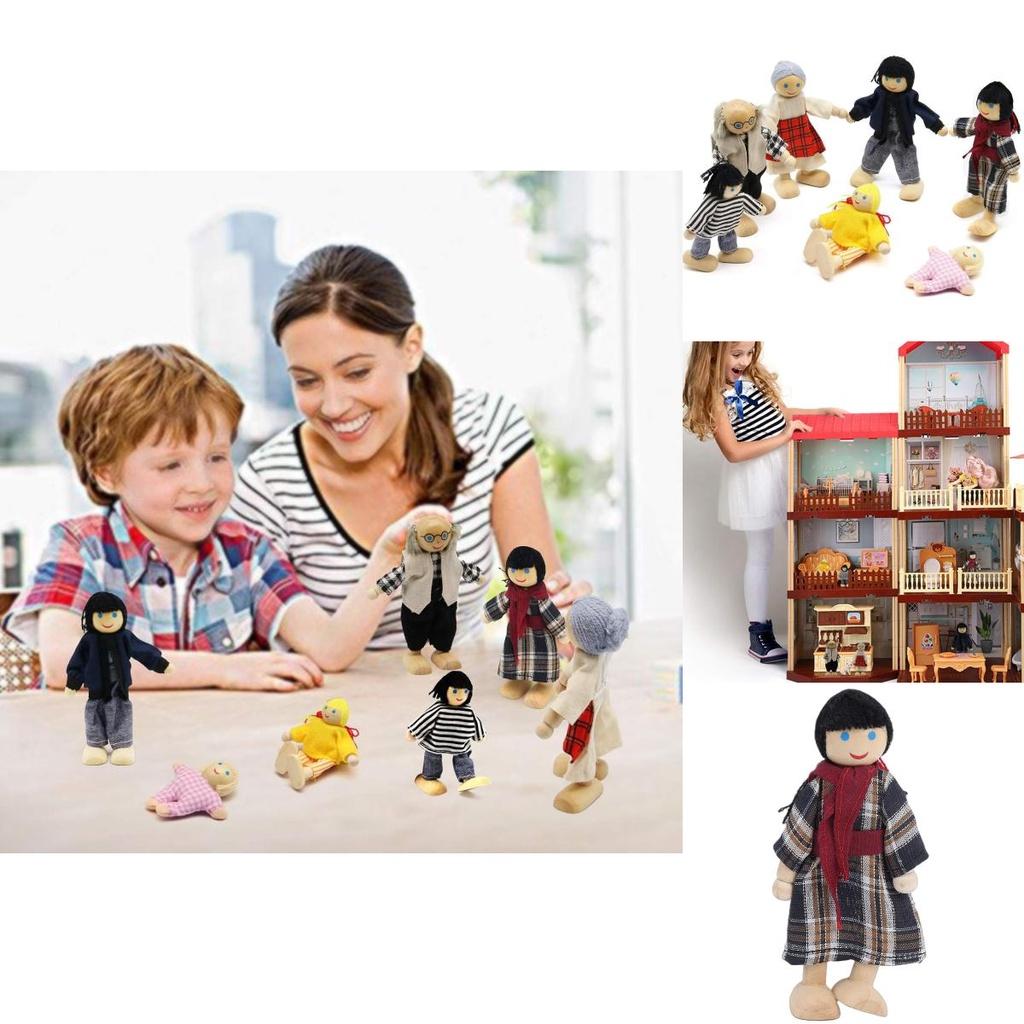 Handgefertigte Holz-Familienpuppen Gelenkig Und Lebensecht Ideal Zum Ausstellen Oder Spielen