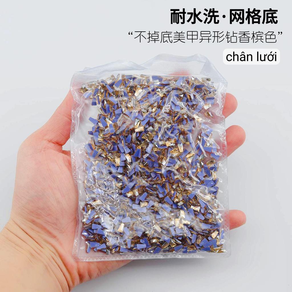 Mesh Bottom Nail Art Diamond, Champagne Special-Shaped Diamond, Small Size, No Bottom Nail Drill, Washable Flat Bottom Special-Shaped Whole Batch