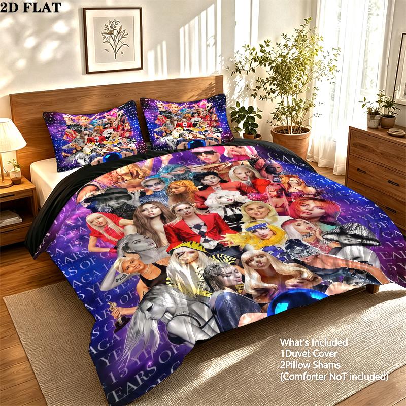 Gaga Pattern Bedding Set Quilt Cover Pillowcase Home Decor Gift (1 * duvet cover + 2 * pillowcase, without core)