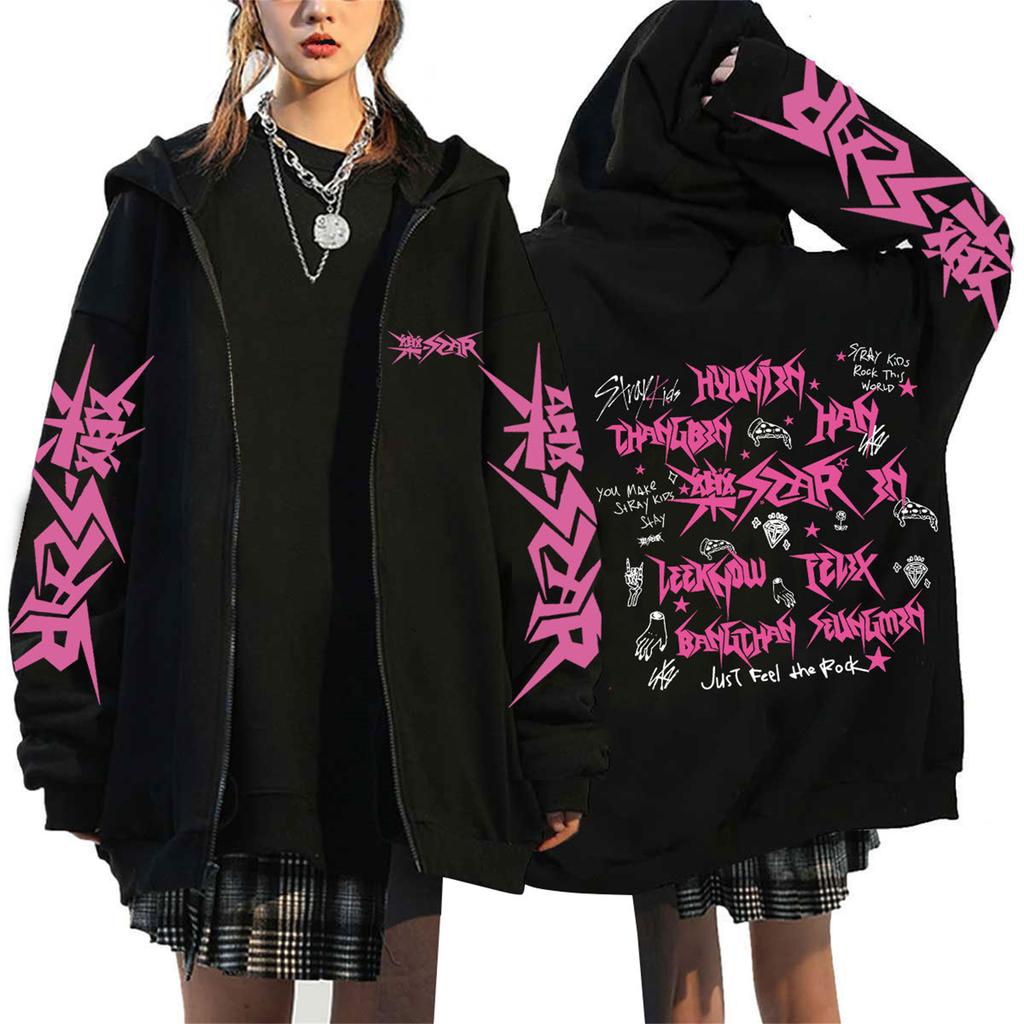 Women's Casual Fashion Printed Long Sleeve Zipper Hooded Sweatshirt