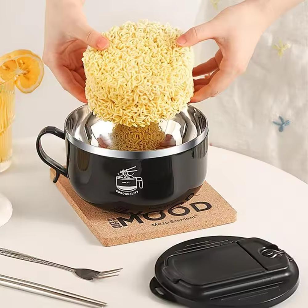 with Chopsticks and Fork Instant Noodle Bowl 1300ml Lunch Box Portable Ramen Bowl Student
