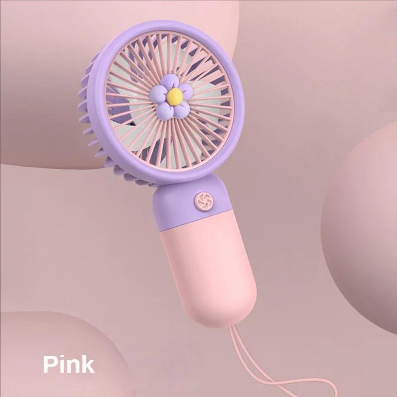 Summer Flower Mini Fan Portable Handheld Fan Cartoon Cute Student Desktop USB Charging Multiple Styles and Colors Fan