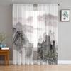 Landscape Ink Painting Chinese Style Sheer Tulle Window Curtains For Living Room Bedroom Kitchen Veiling Curtain Home Decoration