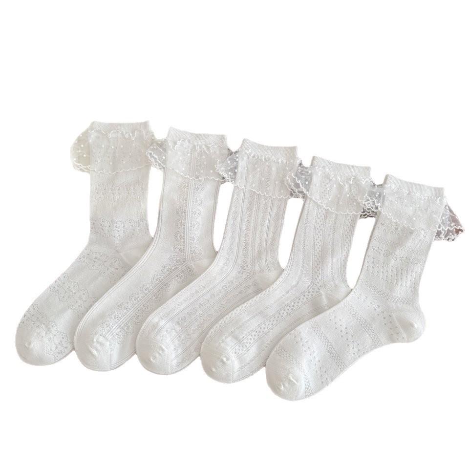 Lolita Lace Mid-Calf Hollow Ballet Socks - Cute JK Princess Style for Spring & Summer