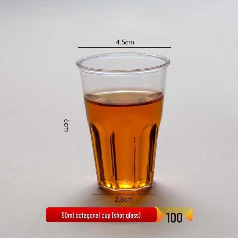 Aviation-Grade High-Transparency Disposable Water Cup: Durable, Thickened, Octagonal Design for Household and Bar Use, Resistant to High Temperatures.