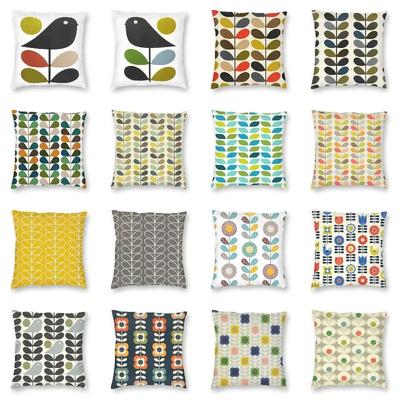 Orla Kiely Kissenbezug mit mehreren Stielen und Vögeln, skandinavische Blume, Bodenkissenbezug für Wohnzimmer, Sofa, Heimdekoration