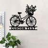 Custom Enjoy The Ride Bicycle with Flowers Metal Wall Art - Charming Bicycle Sign & Elegant Metal Wall Hanging. Decorative Sign