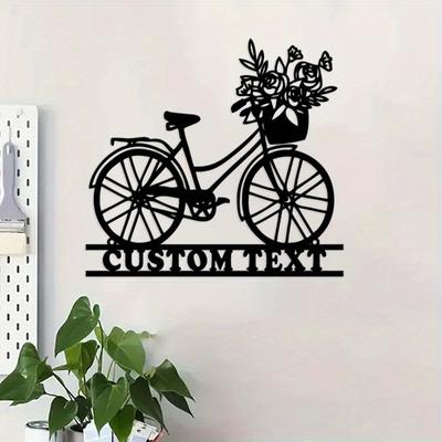 Custom Enjoy The Ride Bicycle with Flowers Metal Wall Art - Charming Bicycle Sign & Elegant Metal Wall Hanging. Decorative Sign
