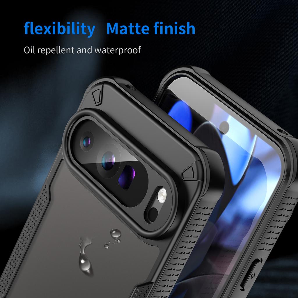 Für Google Pixel 9 Pro XL Hülle PC+TPU Halbtransparente, mattierte Schutzhülle