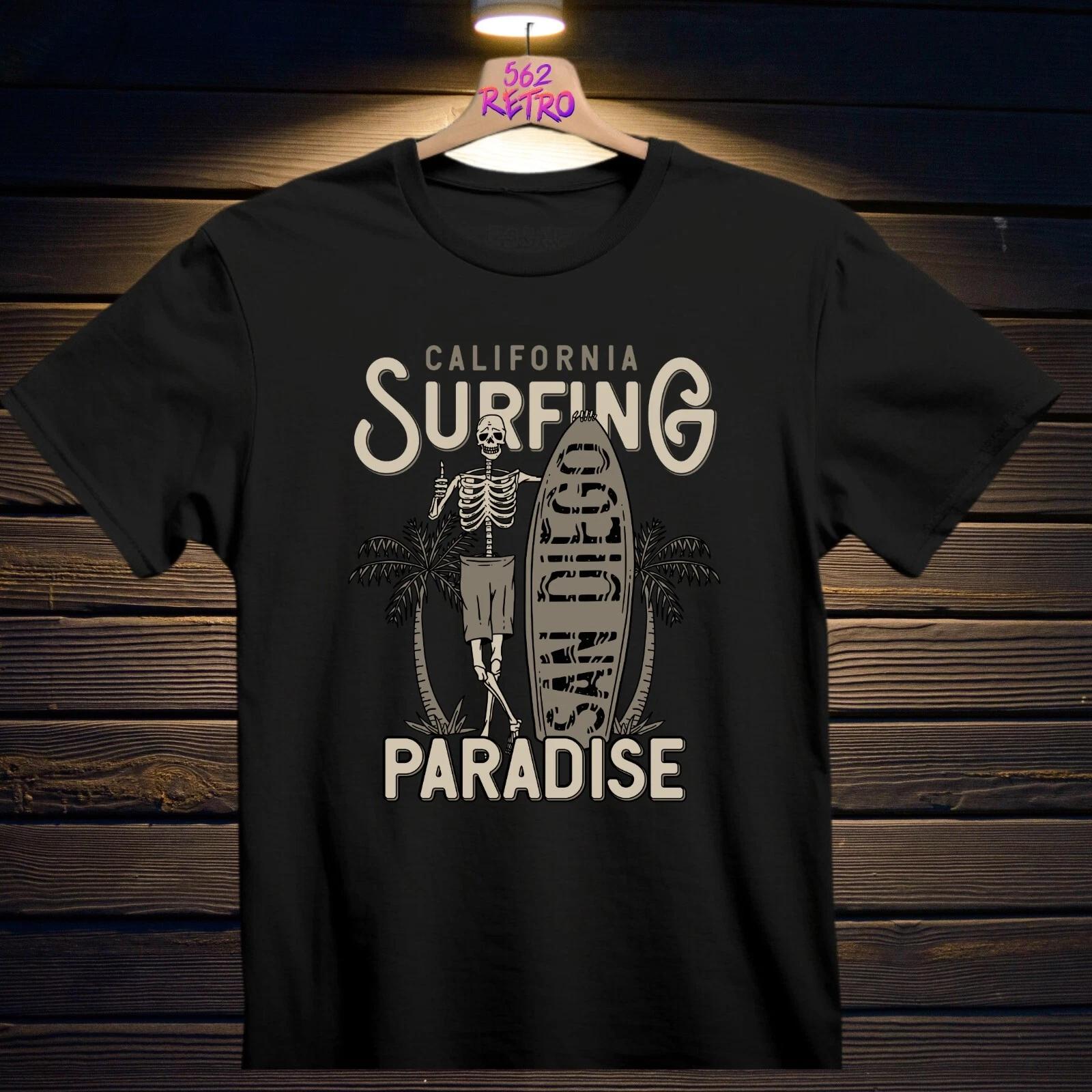 California Surfing Paradise San Diego T-Shirt Black S-3XL 3XL