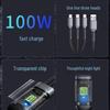 100W Transparent 3-in-1 Fast Charging Cable for Apple, Android, Huawei