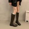New Style Women's Petite High-top Versatile Riding Boots Autumn/winter Thick Base Long Tube Slimming Boots Rubber Upper Material