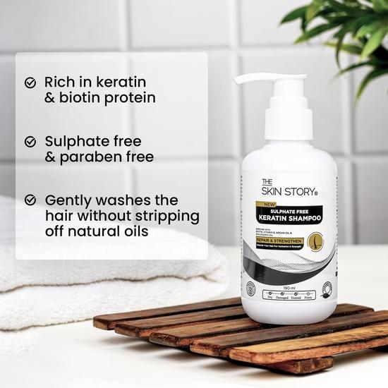 The Skin Story Sulphate Free Keratin Shampoo - Coloured Hair Care | Hair Smoothening Shampoo | Enhances Shine, Soft & Frizz-Free Hair  (190ML)