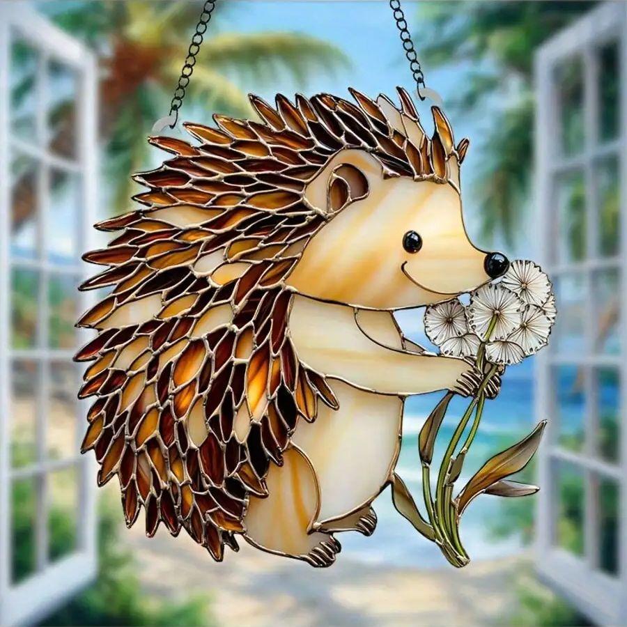 A Cute Hedgehog Sun Catcher, Animal Themed Decoration, Perfect for Home, Garden, Porch, Birthday Gift for Animal Lovers