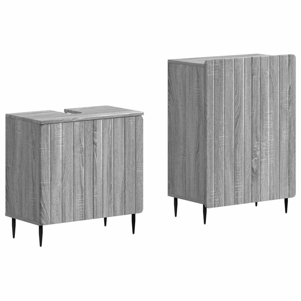 2 Piece Bathroom Cabinet Set ZWOLLE Sonoma Grey