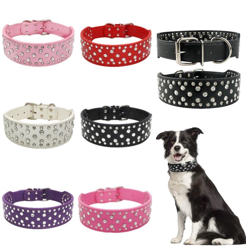 Stylish And Adjustable Pet Collar Necklace With Mushroom Rivets Pu Material