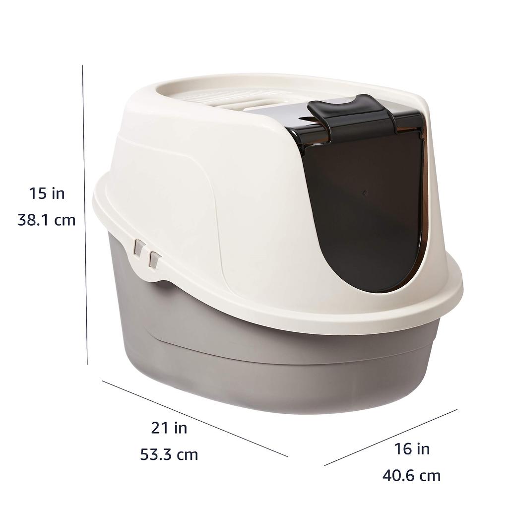 Amazon Basics Katzentoilette mit Haube, 53 x 41 x 38 cm, Standard, Mehrfarbig
