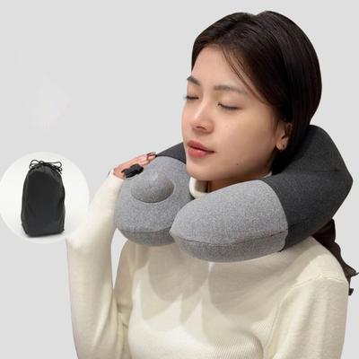 Foldable Press Type Inflatable Travel Pillow Detachable Lightweight U-shaped Pillow With Storage Bag Washable