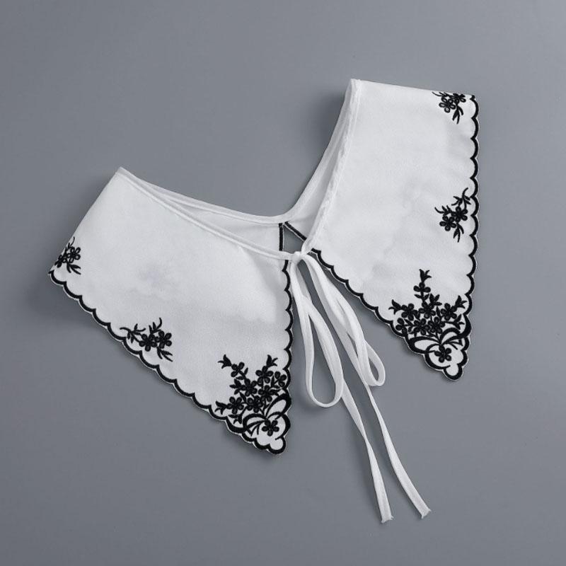 Removable Lace Doll Fake Collar Women Tie Ladies White Shawl Wrap Detachable Embroidered Lapel False Collar Clothes Accessory