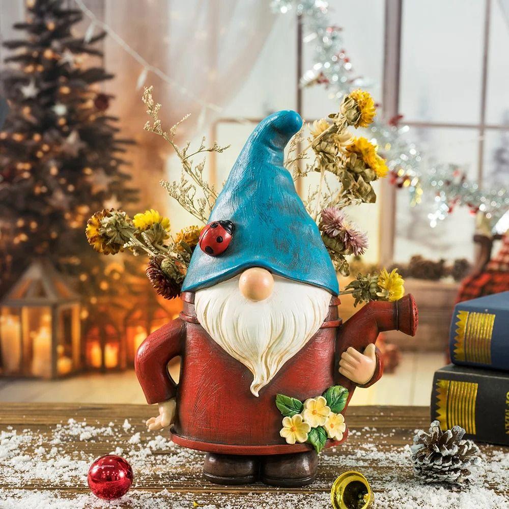 Cartoon Gnome Dwarf Flower Pot Cute Hydroponic Flower Holder Dwarf Statue Vase  Desktop