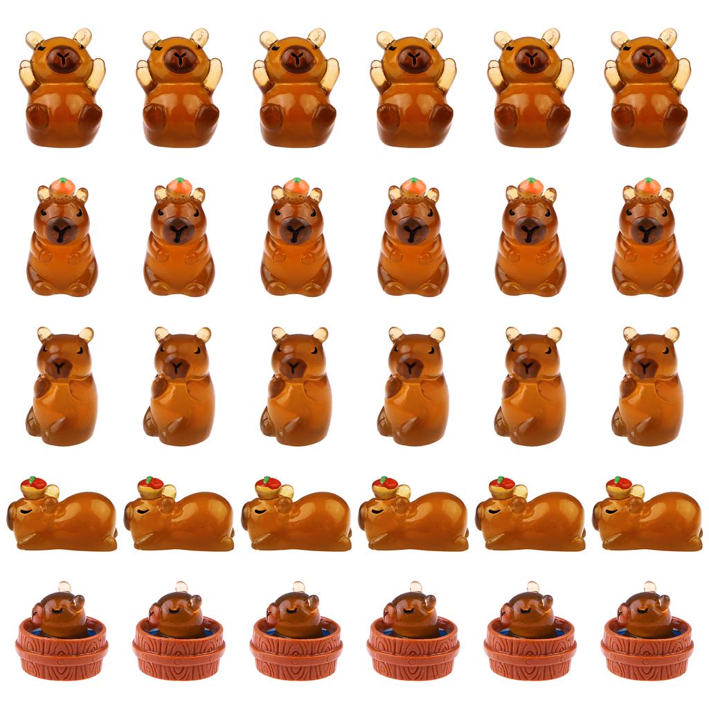 30 Pack Luminous Capybara Figures Mini Resin Capybara Glow In The Dark Miniature Capybaras Tiny Little Resin Animal Toys For Mic