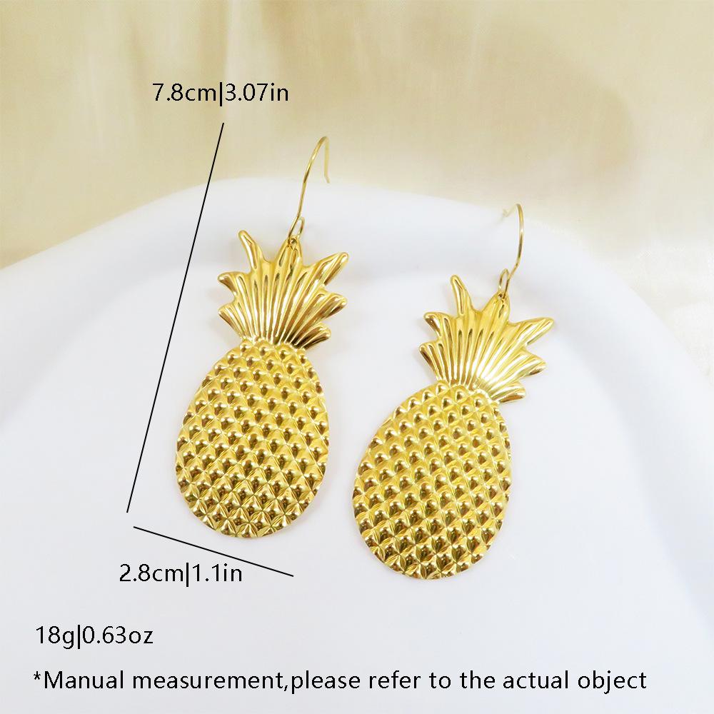 Exquisite Pineapple Pendant Earrings and 18k Stainless Steel Necklace Set