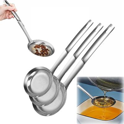 Colador de acero inoxidable de malla fina Cuchara pequeña Filtro de aceite Cuchara ranurada de acero inoxidable de malla fina