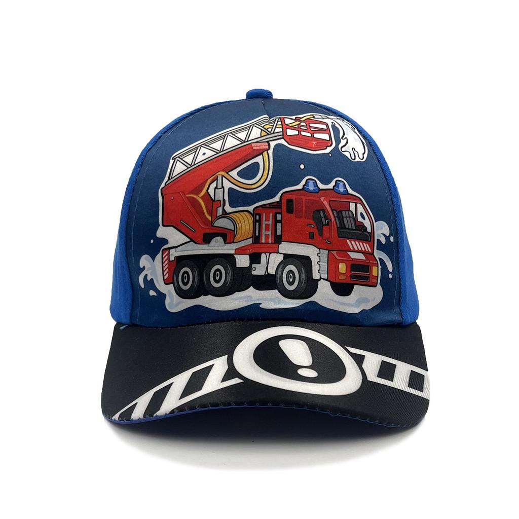 Construction Vehicle Excavator Cartoon Fire Truck Bulldozer Children's Baseball Cap Spring and Summer Cartoon Sun Hat