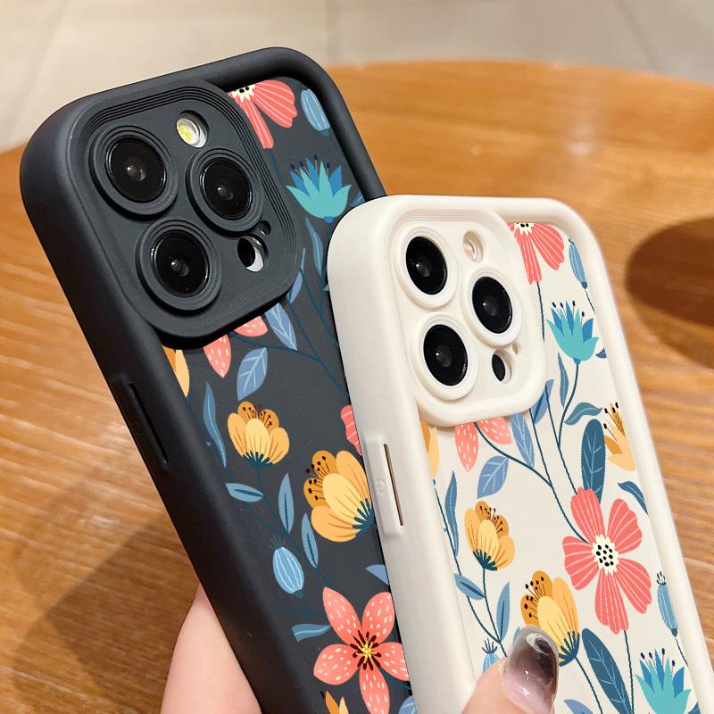 Colorful Flowers Silicone Case For iPhone 15 16 Pro Max 14 13 12 11 Pro Max 7 8 XR XS 16e Shockproof Bumper Soft TPU Phone Cover
