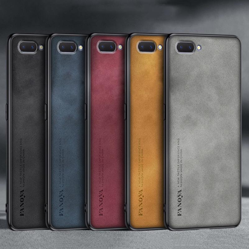 For OPPO A12E Case Luxury PU Leather Phone Case For OPPO A3S AX5 Back Cover Matte Silicone Shockproof Full Protection Coque