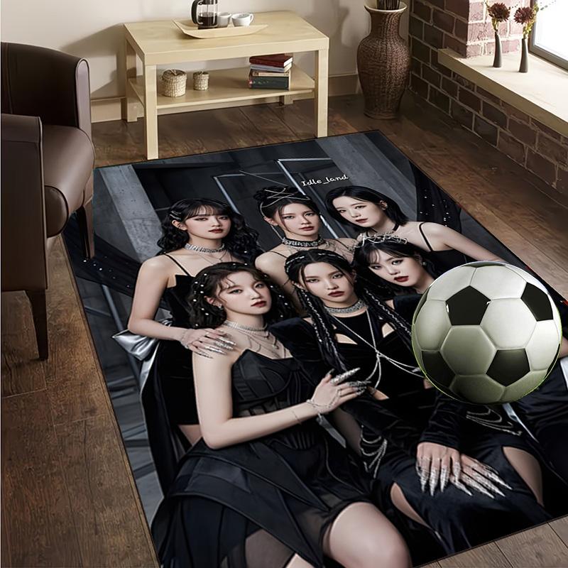 Kpop idle Rug Office Carpet Non-Slip Mat, Chair Rug Floor Covering for Gaming, Bedroom, Living Room , Home Decor Christmas Gift